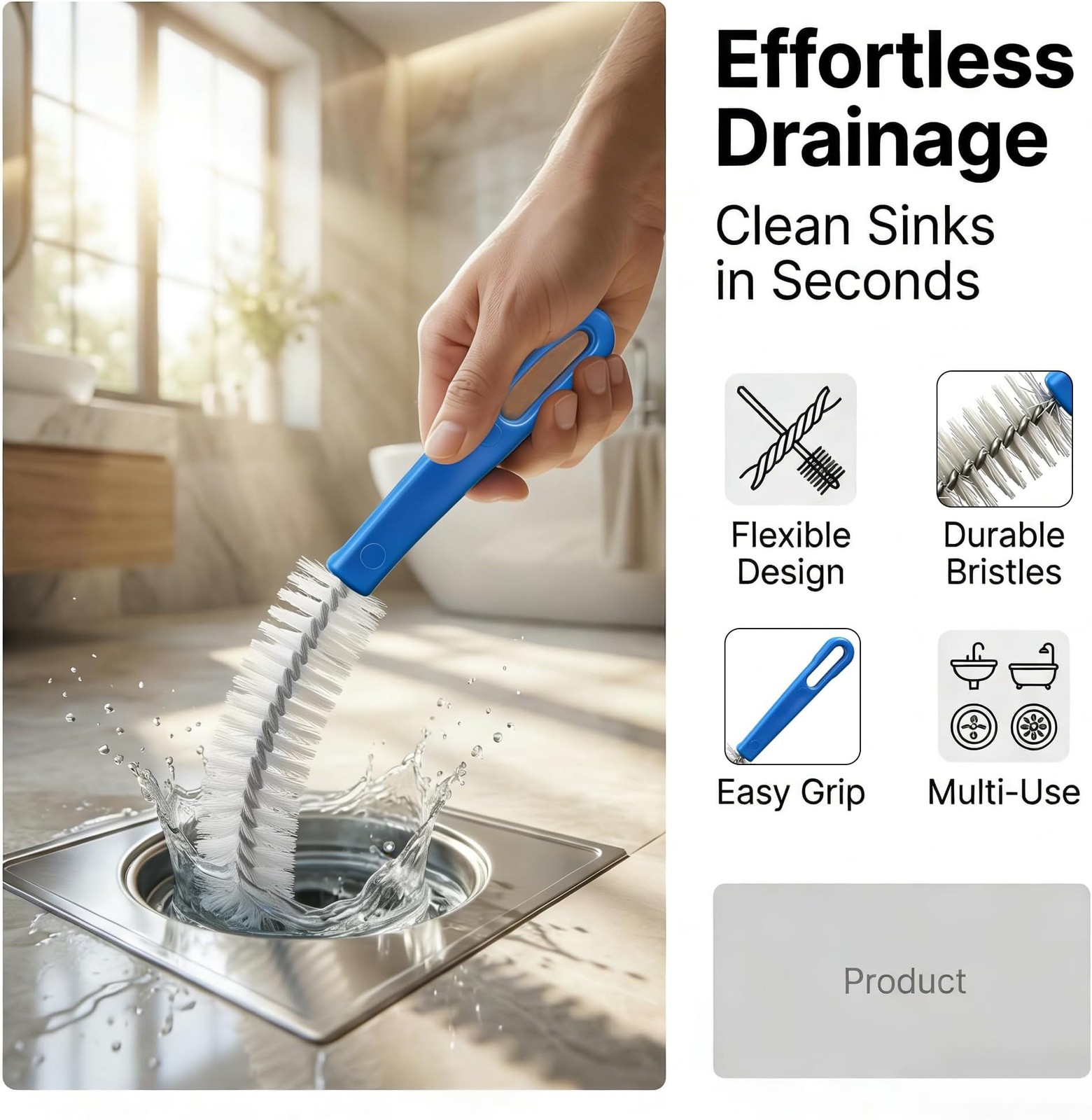 Flexible Drain Cleaning Brush Set, Long Pipe Cleaner for Kitchen Sink, Shower…