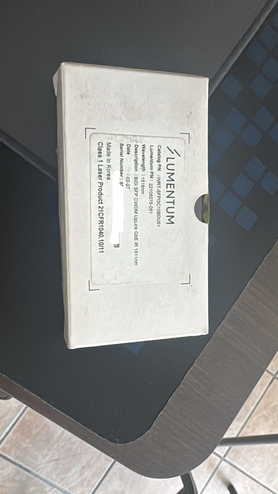 Lumentum WRT-SFPI3C10BDU51 BiDi CWDM SFP 1516nm 1Gb SMF New/Open Box