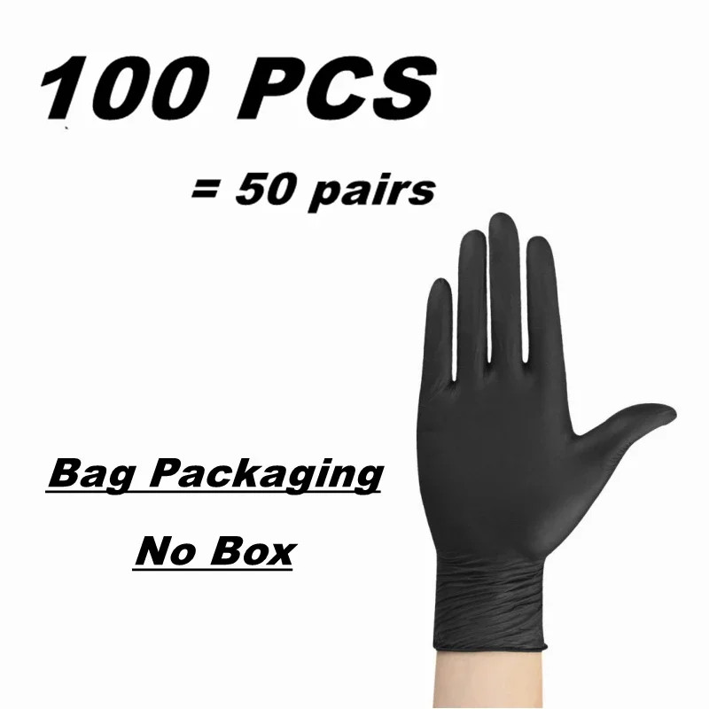 100X Black Nitrile Nitro Powder Free Disposable Gloves – Heavy Duty 6g Thickness