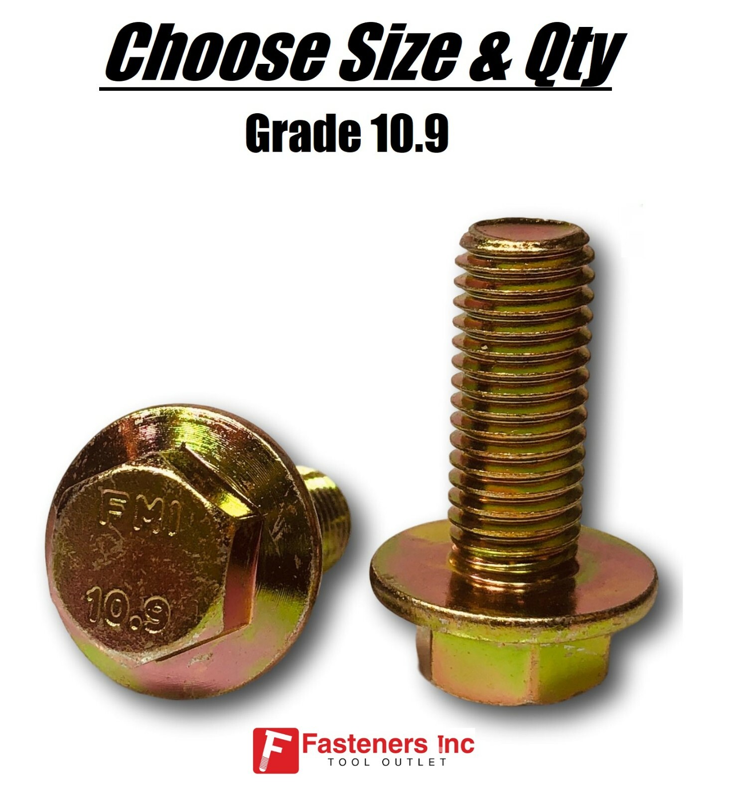 (All Sizes & Qty’s) Grade 10.9 Metric Flange Bolts Yellow Zinc Hardened