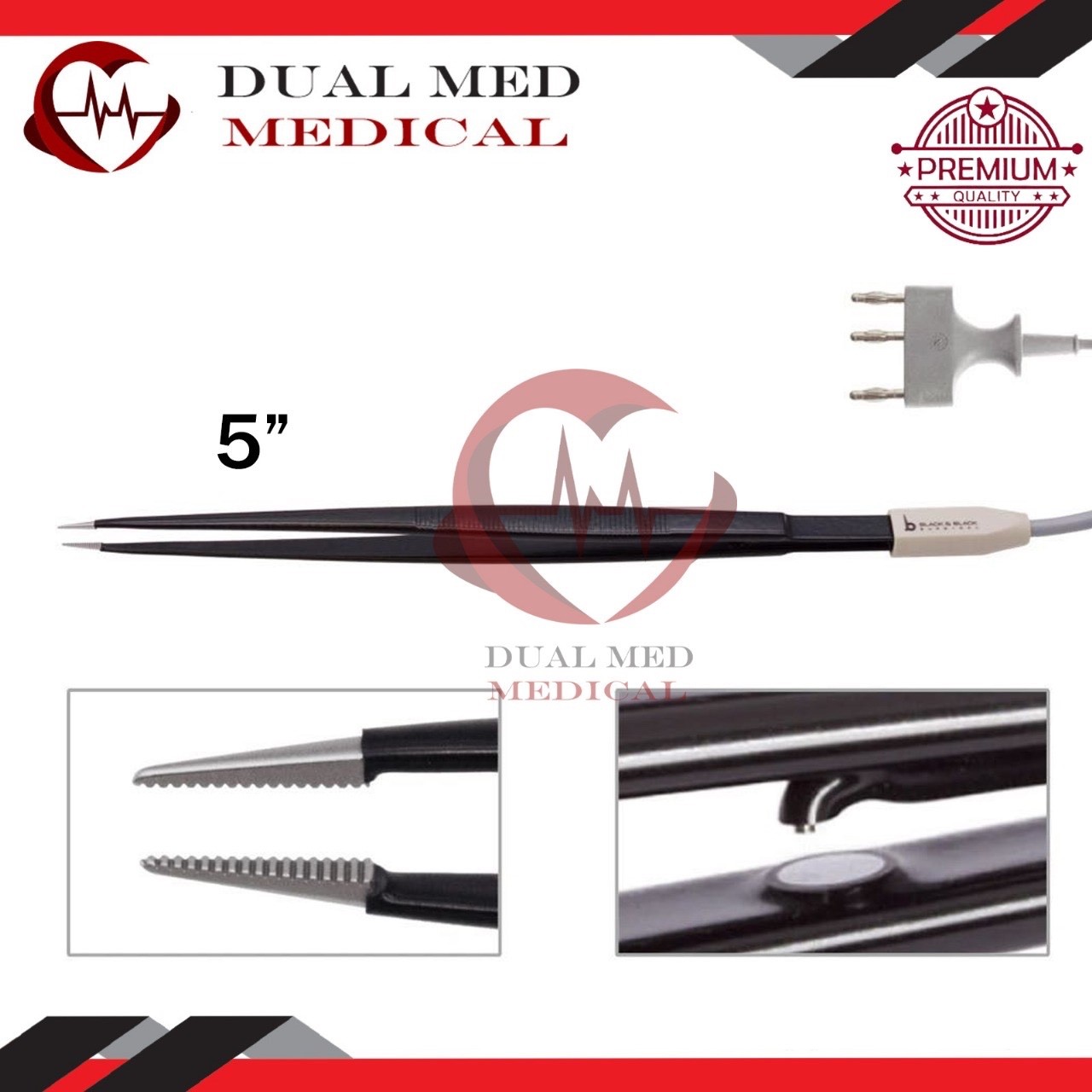 Tebbetts Hand-Activated Monopolar Insulated Forceps 5″ Serrated Jaws w/ Cord