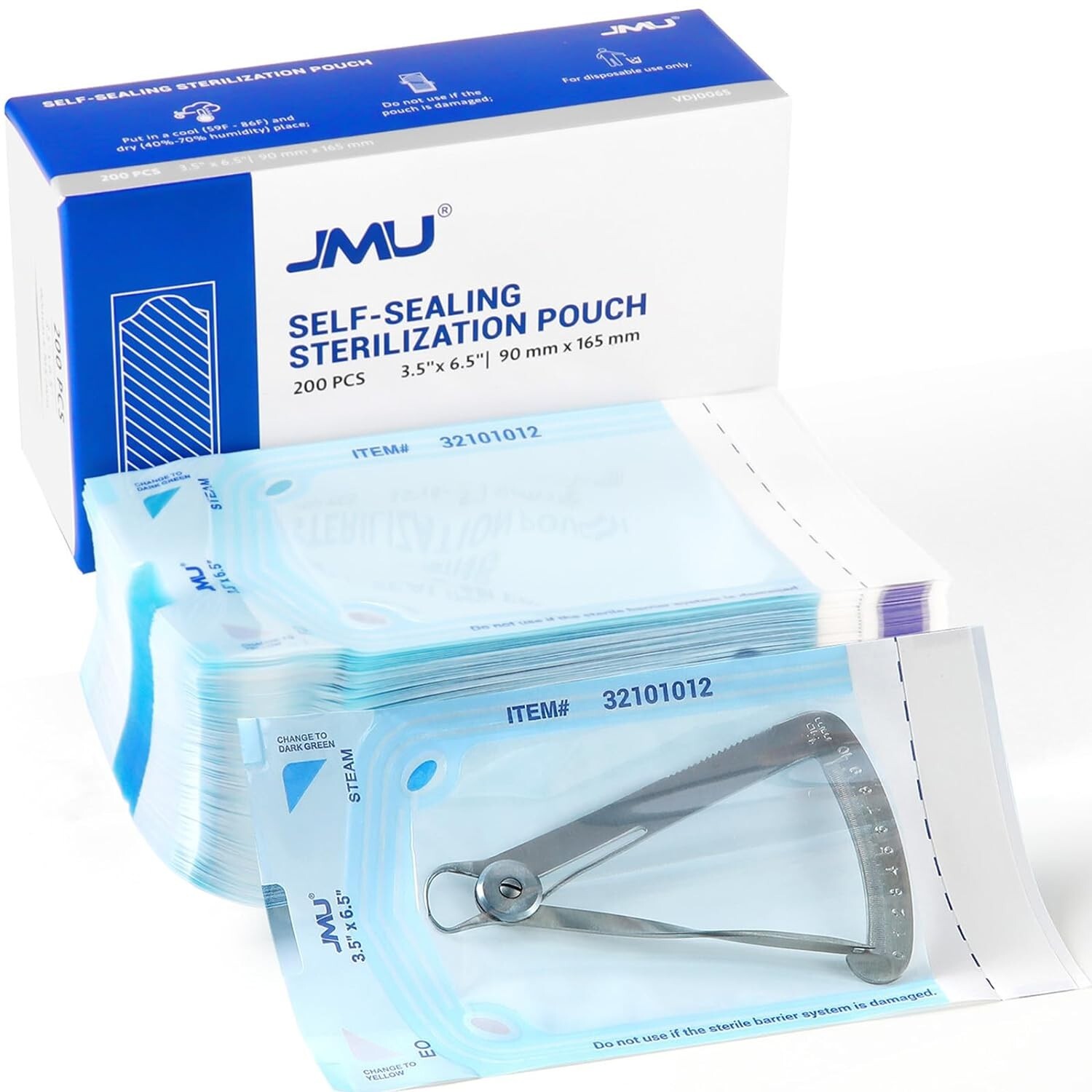 JMU Self Sealing Sterilization Pouches Dual Indicator, Size 3.5″x6.5″ 200pcs/box