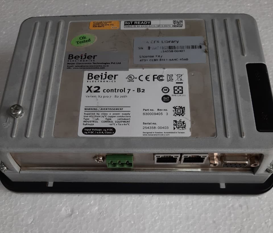 BEIJER ELECTRONICS X2 PRO 7-B2 OPERATOR TOUCH SCREEN HMI PANEL 630009405 REV.3