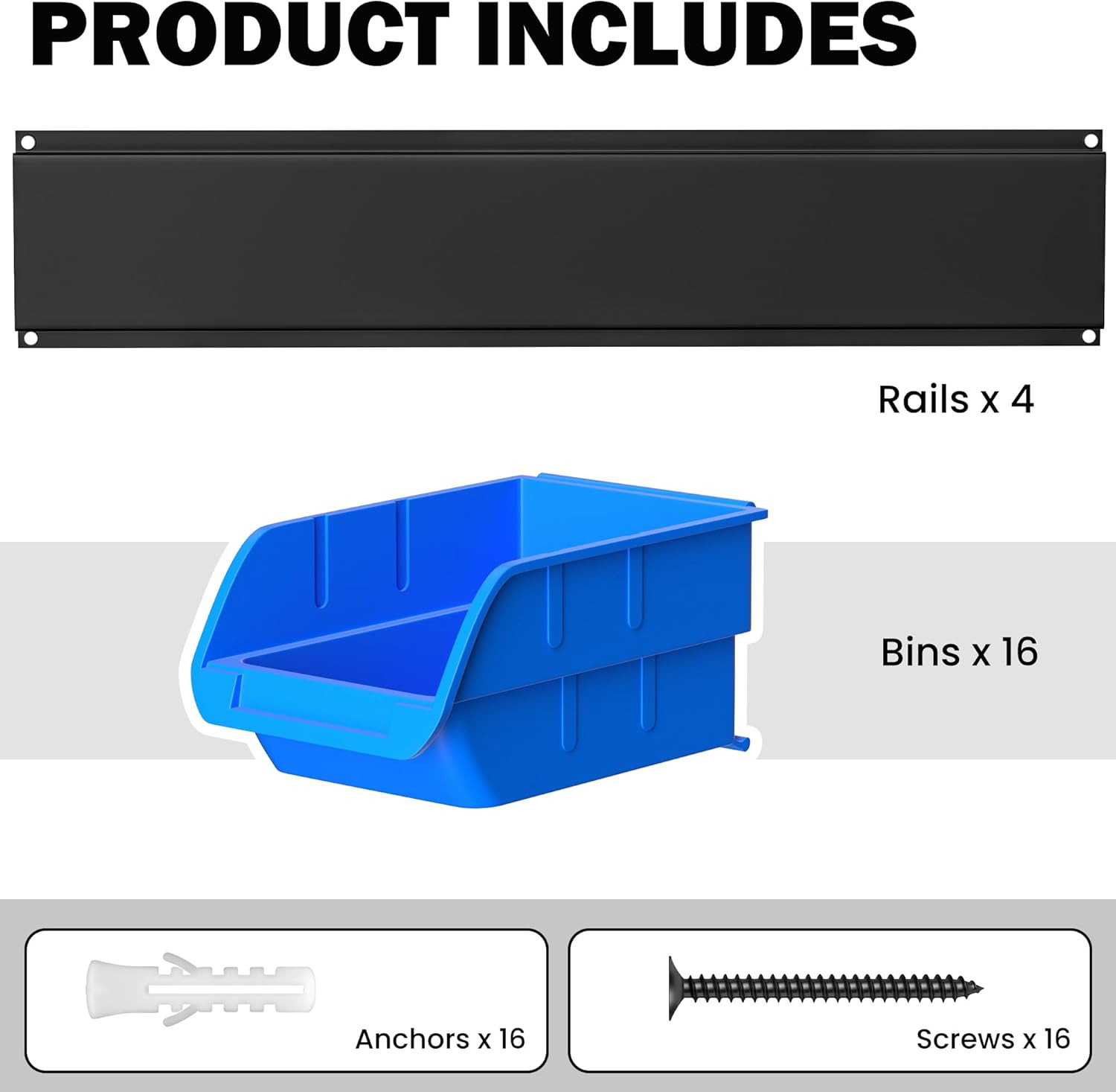 Wall Mounted Storage Bins, Plastic Hanging Storage Organizer Bins, Garage Tool S