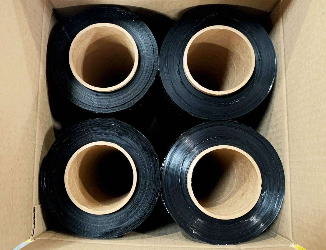 80 GAUGE – 4 Rolls Black Shrink Wrap Stretch Film 18″ X 1000′ Total 4000 FT
