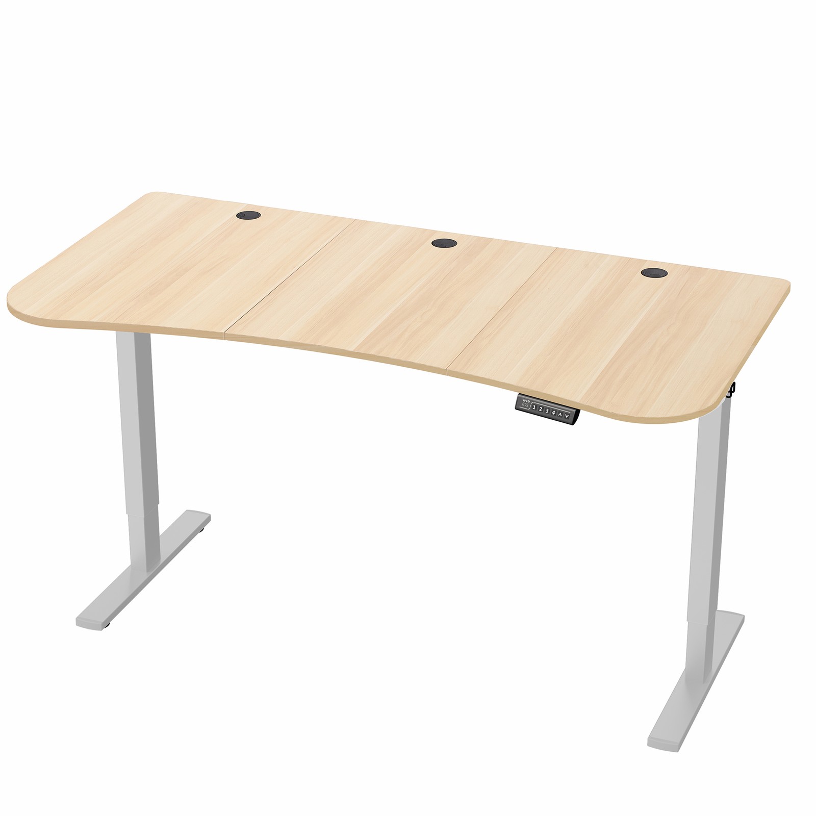 VIVO Electric 63” x 32” Stand Up Desk, Light Wood Table Top, Gray Frame