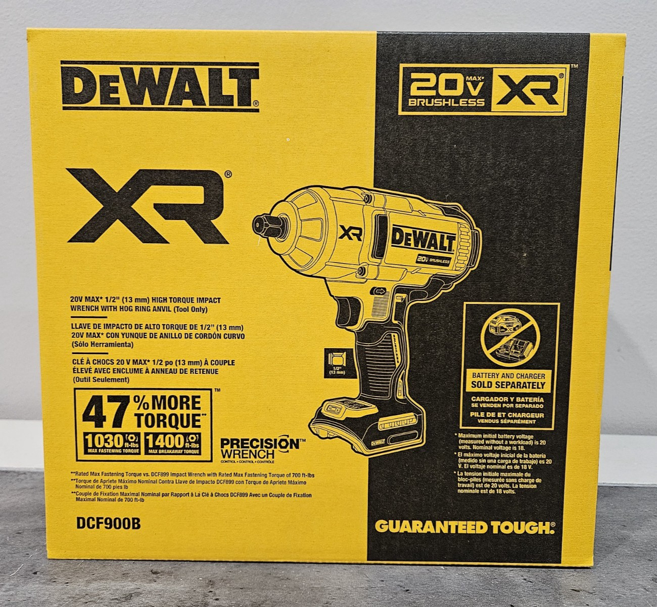 DeWALT 20v Max Brushless XR 1/2″ High Torque Impact Wrench Hog Ring Anvil DCF900