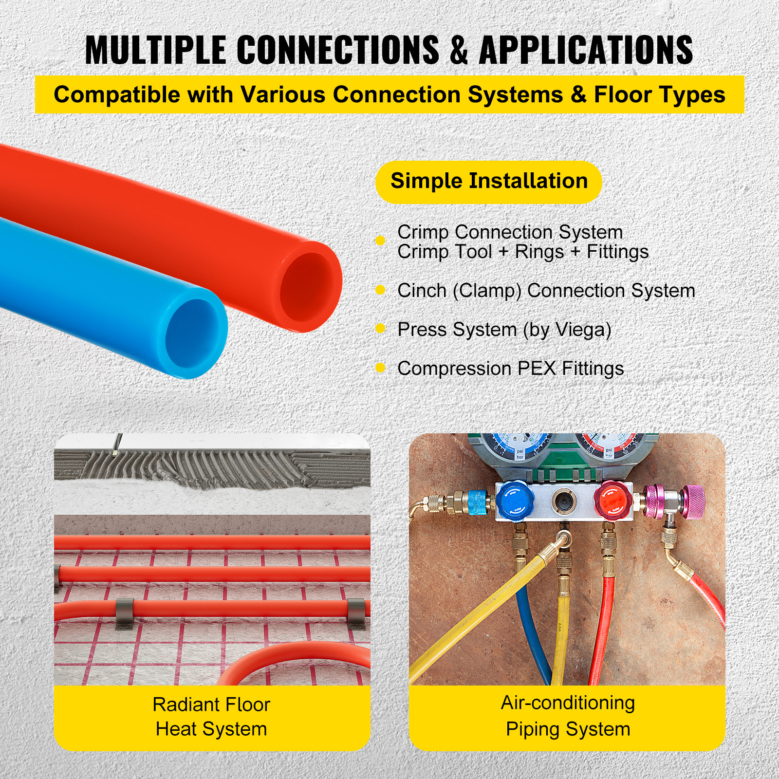1/2″ 600ft 2 Coils 300′ Red & 300′ Blue PEX Tubing Certified Oxygen Barrier