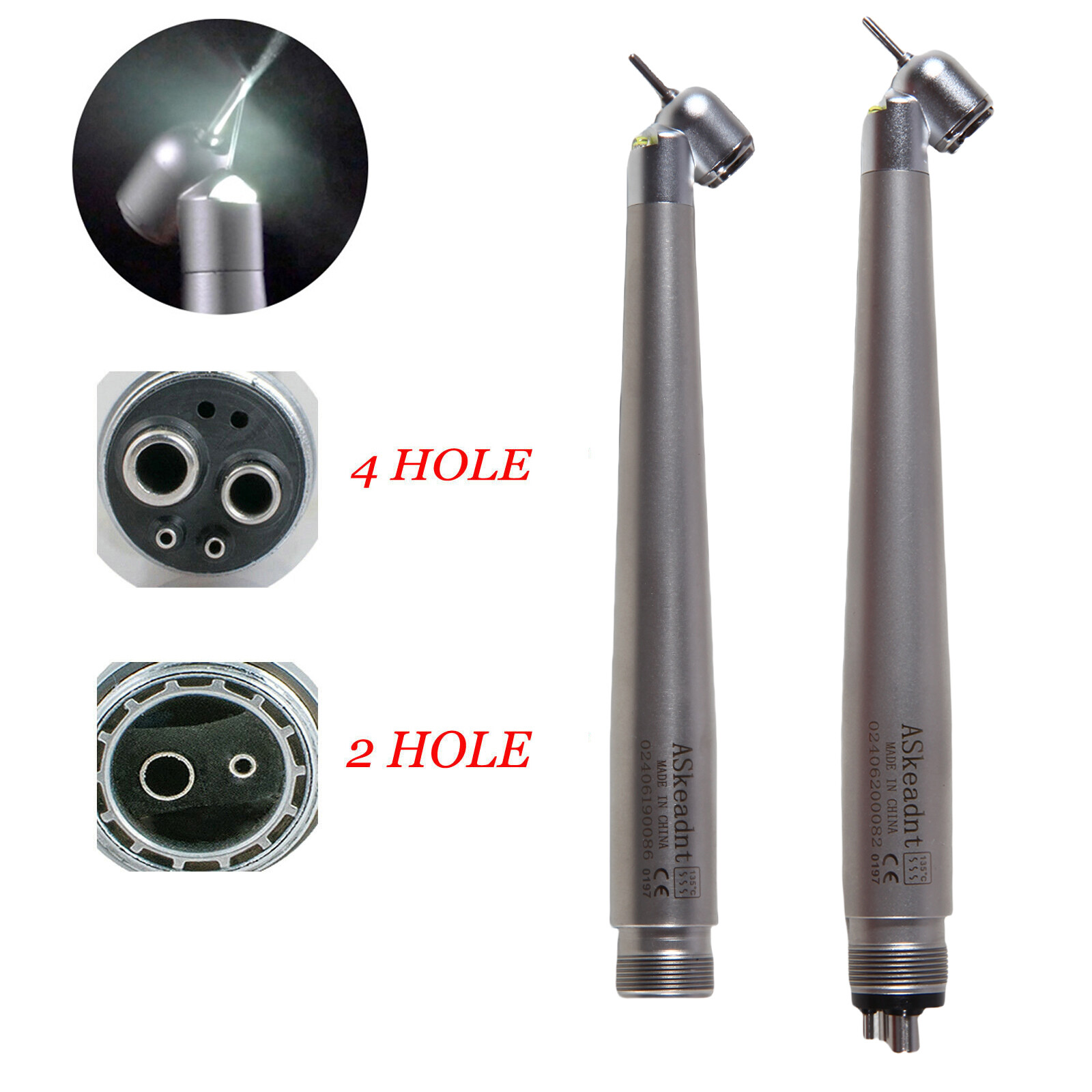 NSK Style Dental Surgical 45° Degree /LED High Speed Handpiece Turbine 2/4Holes