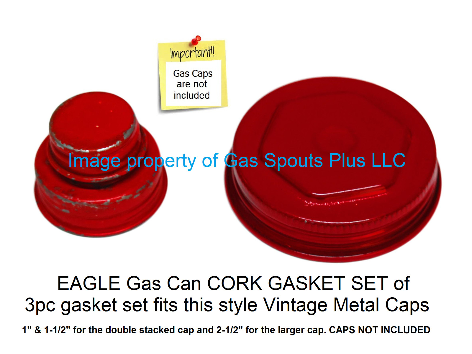 EAGLE Gas Can CORK GASKET SET “Old School” 1″ + 1-1/2″ + 2-1/2″ Outer Dimensions