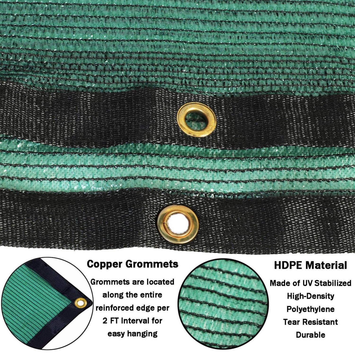 70% Green Shade Cloth with Grommets, 20 FT X 10 FT Heavy Duty HDPE Shade Cove…