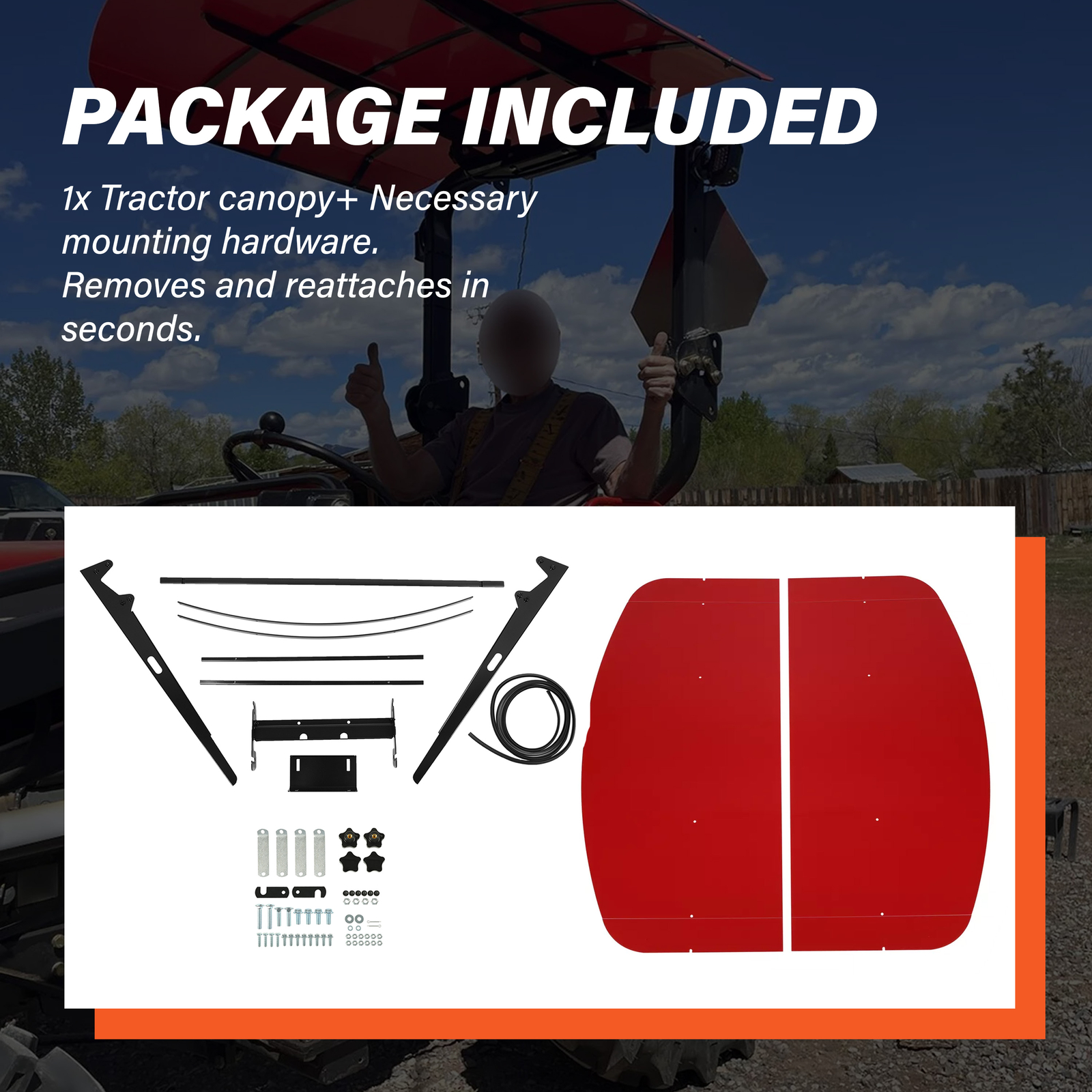 Tuff Top Tractor Canopy For ROPS 52″ X 52″ – Red