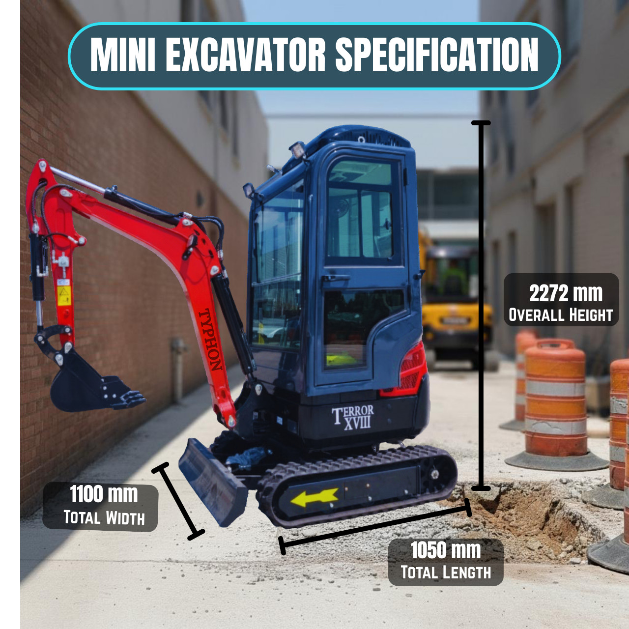 TYPHON Terror XVIII Prestige Mini Excavator 2 Ton AC Cabin DIgger Kubota D902