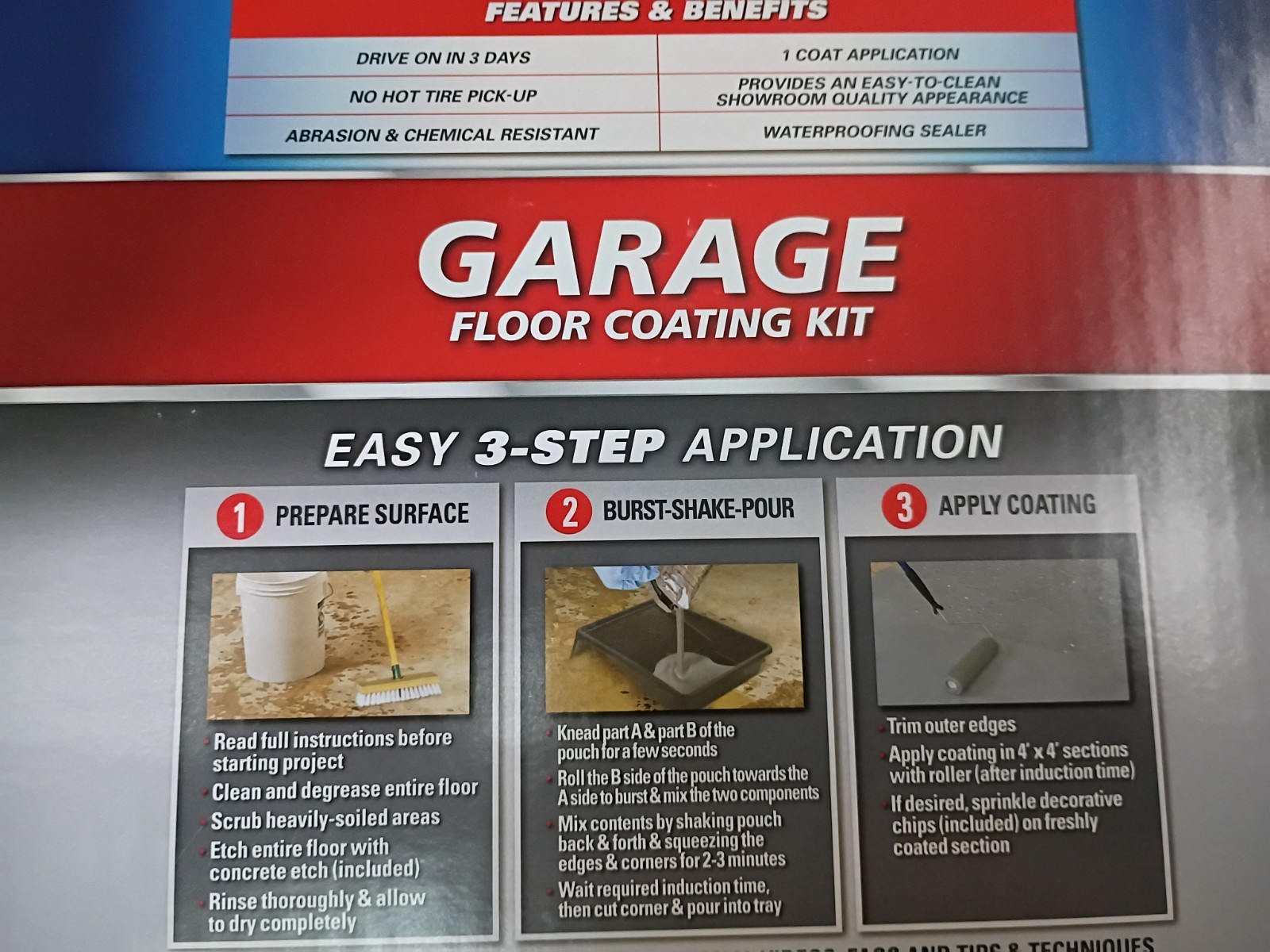 Rust-Oleum Epoxy Shield Garage Floor Coating – Gloss Gray, 1 Car