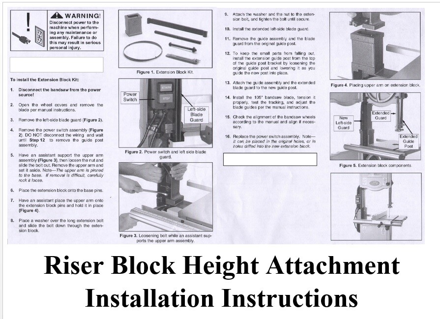 6” Riser Block ONLY Height attachment Delta 14″ Bandsaw Delta 894