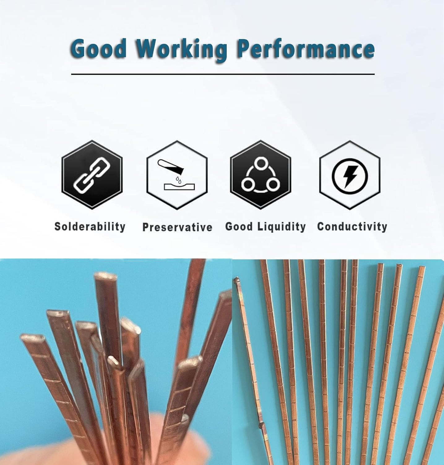 10 Sticks Brazing Rods, Phosphor Copper Solder Welding Rods No Need for Flux Low