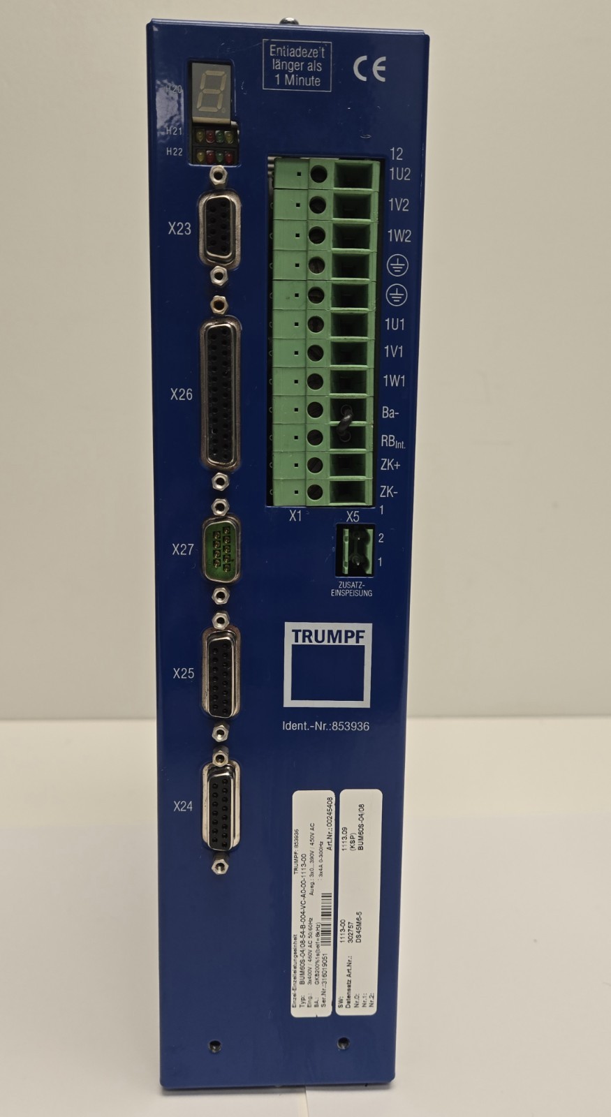 TRUMPF SERVO DRIVE 853936. BUM60S-04/08-54-B-004-VC-A0-00-1113-00.