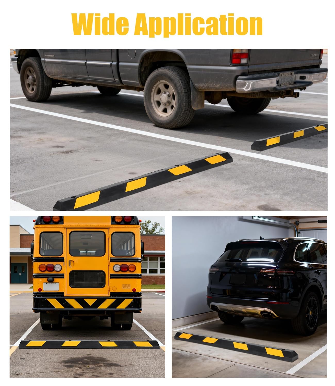 2 PCS 72″ Rubber Parking Curb Heavy Duty Parking Lot Stopper Truck Floor Stopper