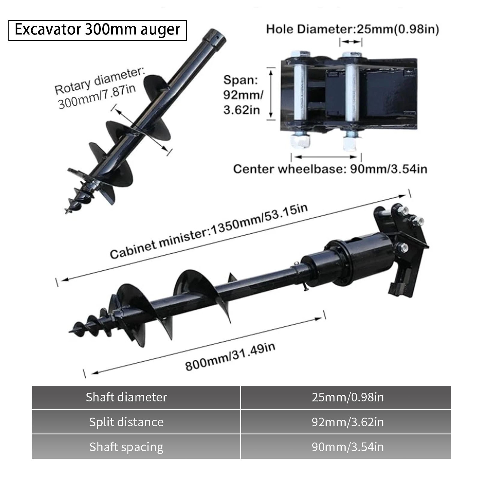 Mini Excavator Attachments 9-in-1 Set, Ripper, Rake, Auger, Bucket, Thumb,Quick