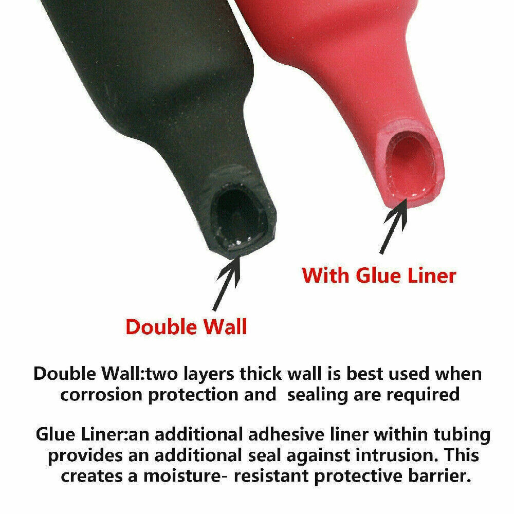 Black+Red Heat Shrink Tubing 3:1 Wire Insulation Cable Sleeve Wrap Marine Grade