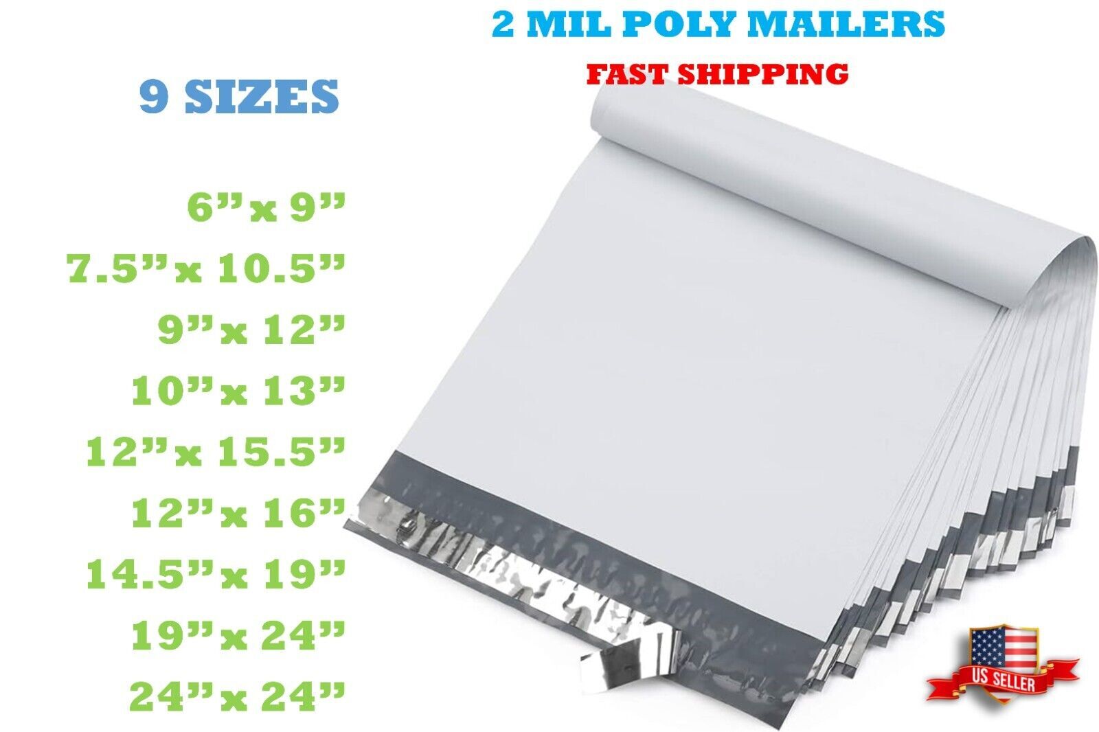 Poly Mailers Shipping Bag 5×7 6×9 9×12 10×13 7.5×10.5 12×15.5 14.5×19 19×24