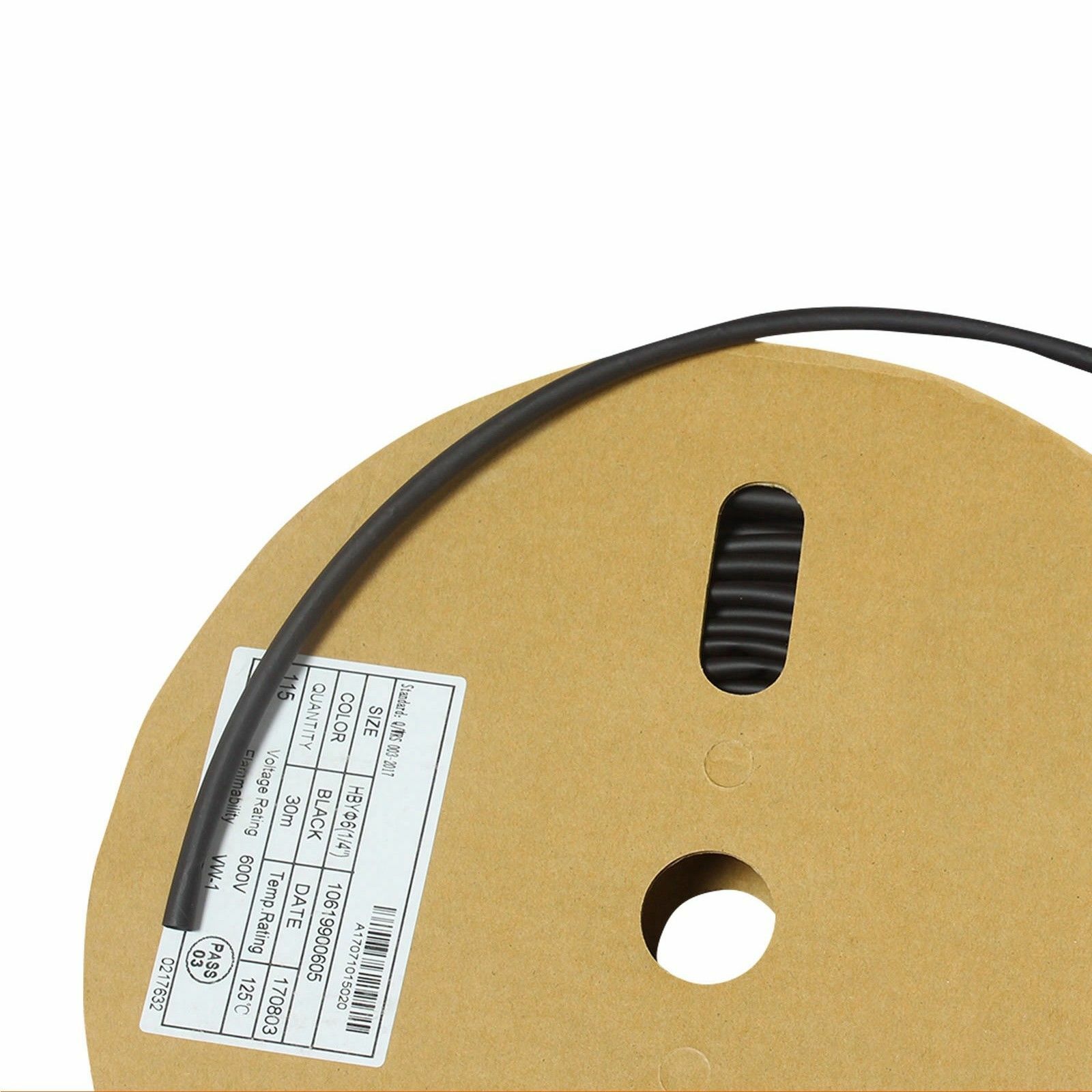 100 FT 100 Feet Black 1/4″ 6mm Polyolefin 2:1 Heat Shrink Tubing Tube Cable