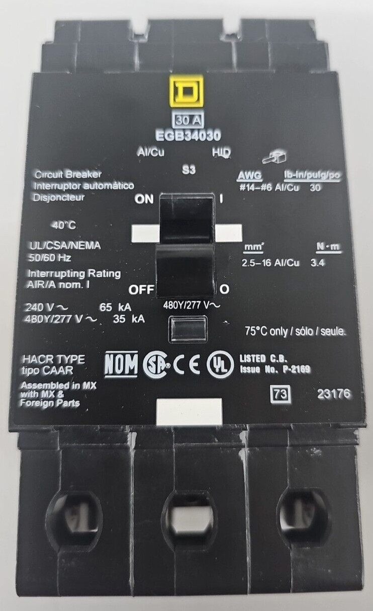 NEW NO BOX Square D EDB34030 30A 3P 480/277V 480/277V EDB34030