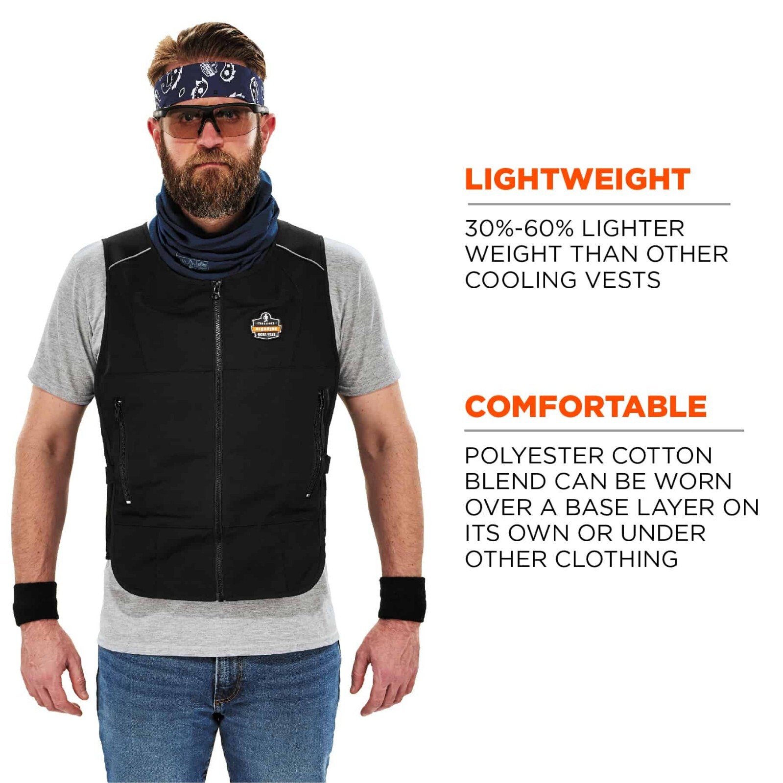 Ergodyne Chill-Its 6260 Lightweight Phase Change Cooling Vest W/ Packs, S/M