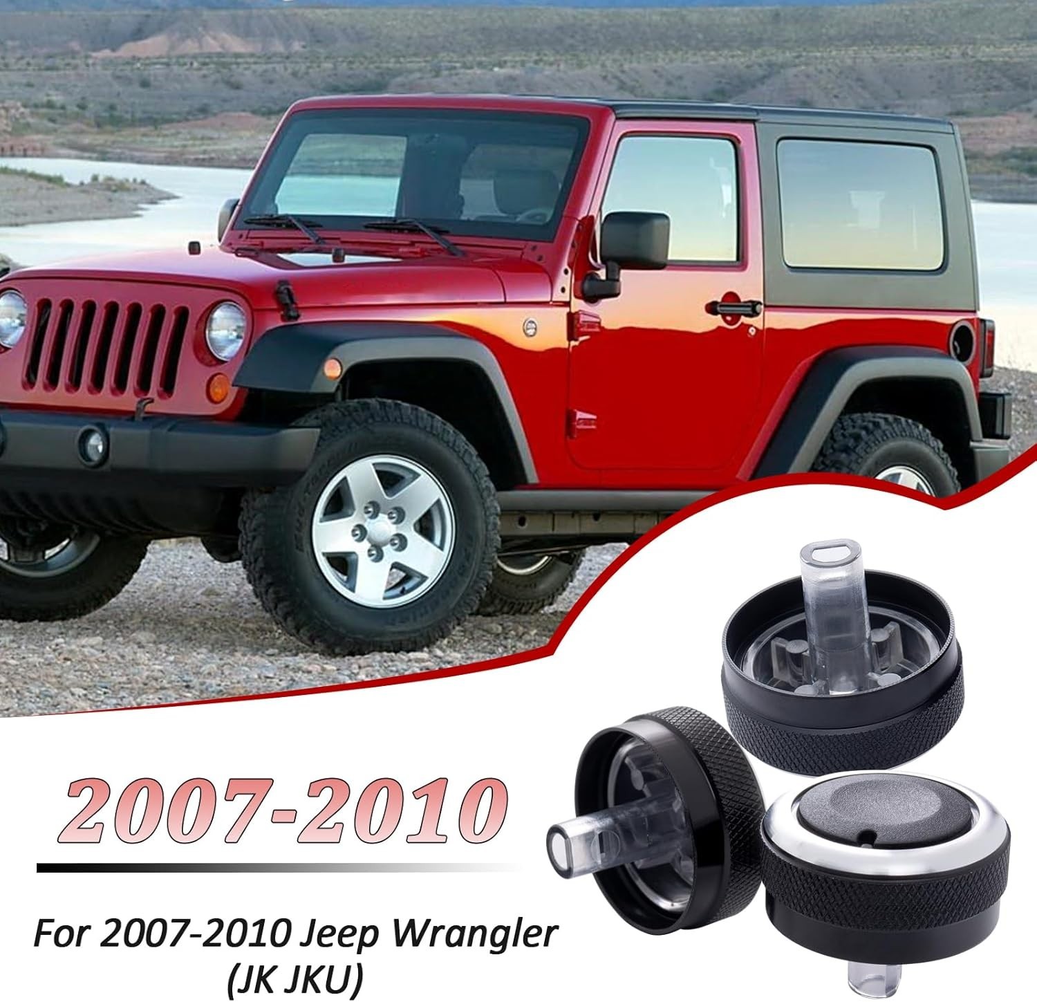 Upgraded Climate Control Knobs Compatible with 2007-2010 Jeep Wrangler, 3PCS Air