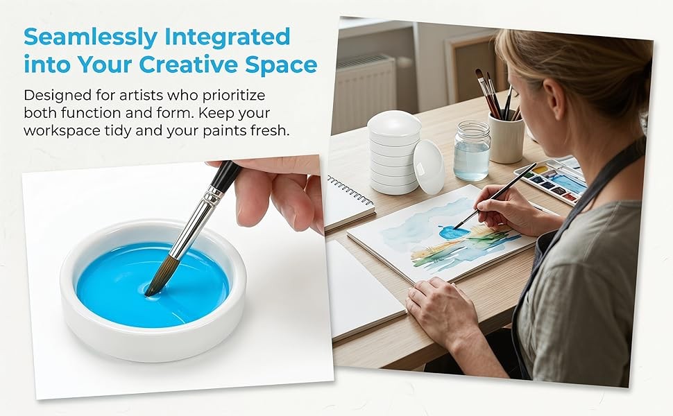2 Pack Ceramic Watercolor Palette, 5 Layers Stackable Watercolor Mixing Trays