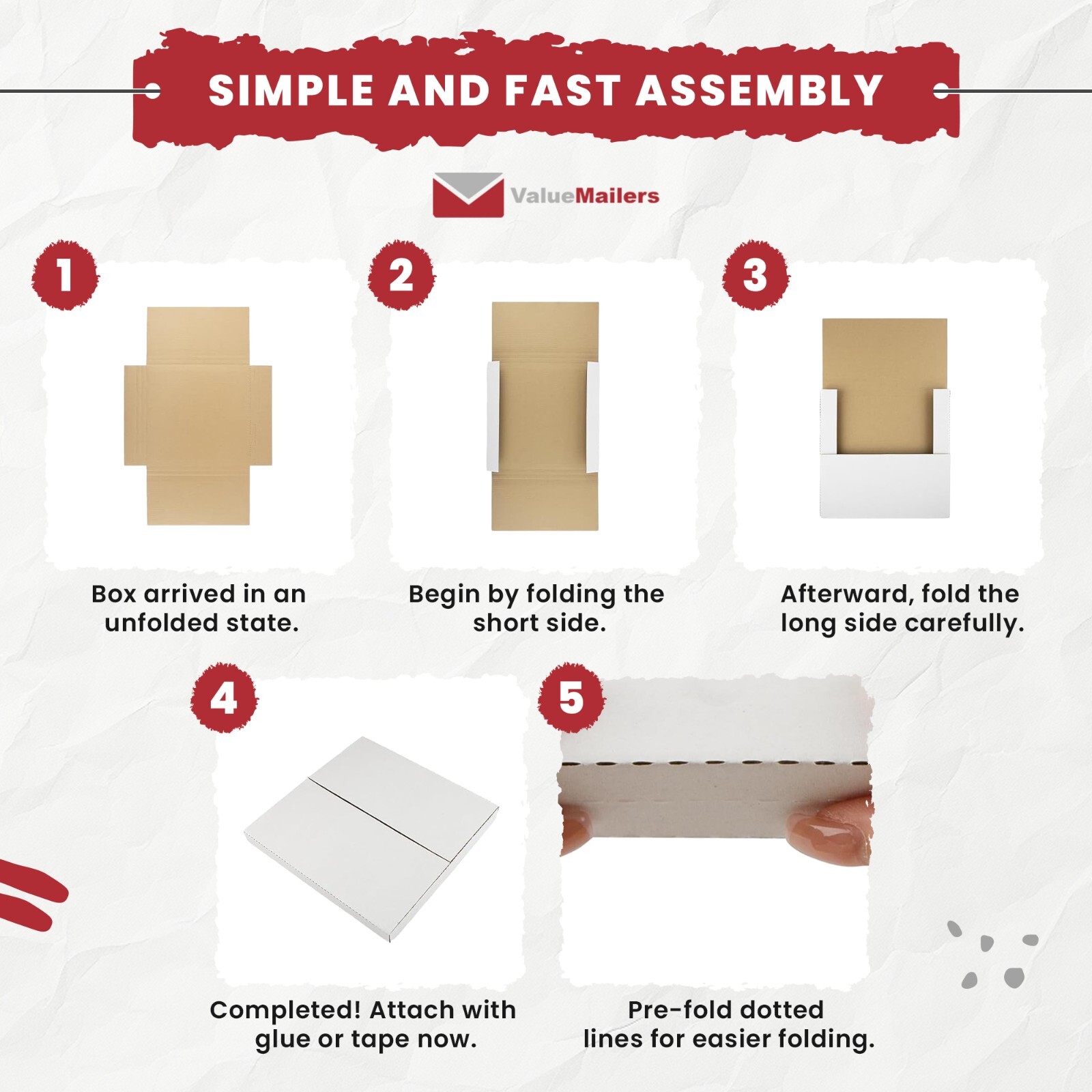 Vinyl Record Mailers White Holds 1- 6 – 45 rpm 12″ Record LP Cardboard 100 2000