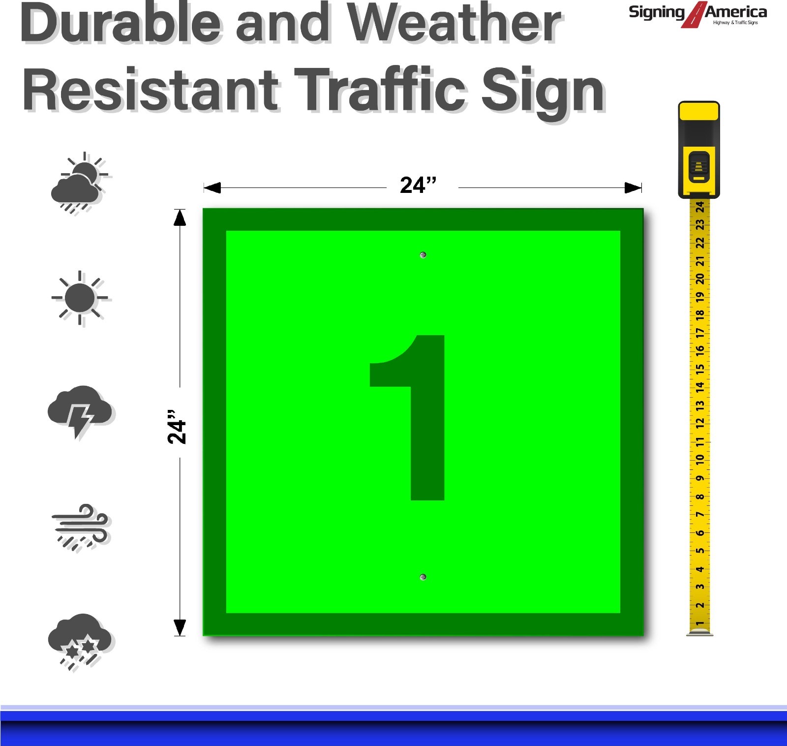 CHANNEL MARKER SIGN, GREEN, 24″x24″, SG-1, ATON, USCG, Waterway Day Marker Sign