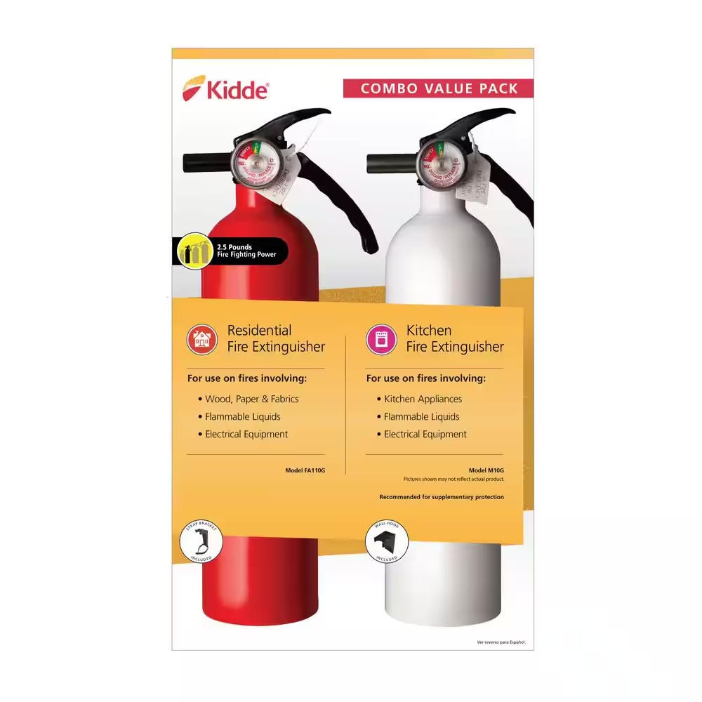 Kidde (2-Pack) 1-A:10-B:C Residential & 10-B:C Kitchen Fire Extinguisher w/mount