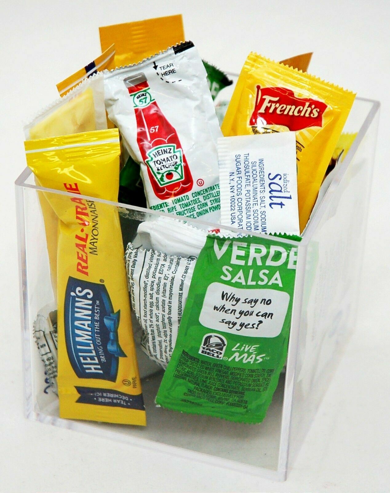 2 x Clear Plastic Cube Box 3.5″ Desk Organizer Pen Post-it Holder office display