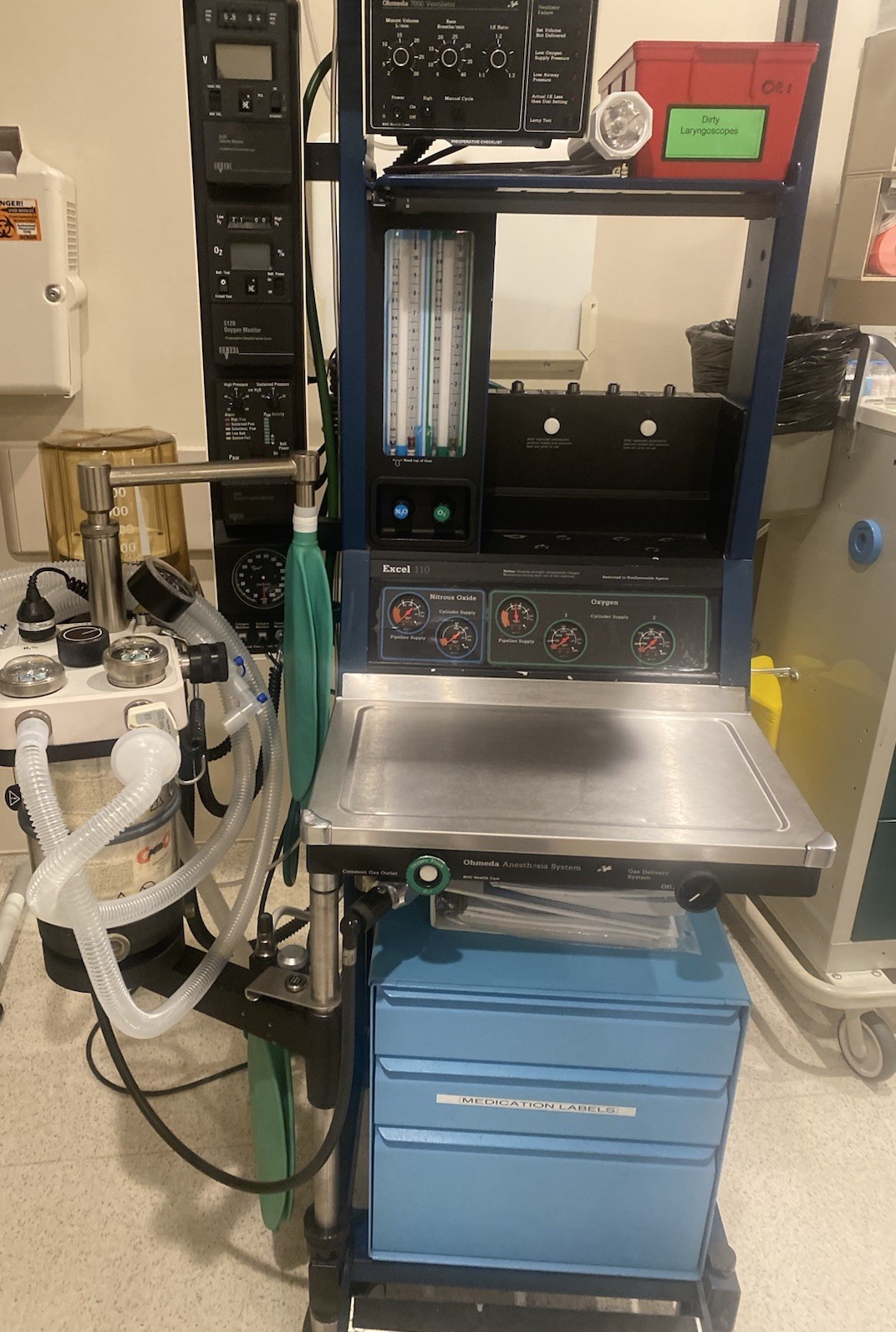 Ohmeda Excel 110 Cart Mounted Anesthesia Workstation w/ Ventilator
