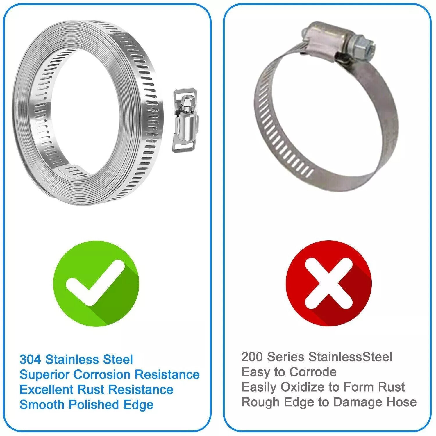 Adjustable Large Hose Clamps Worm Gear Stainless Steel Clamp Fasteners USA Sell