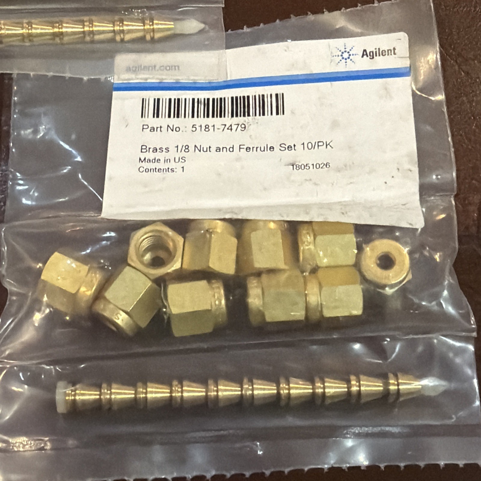 50 pcs (5 packs of 10) Agilent 5181-7479 Brass Nut Ferrule Combo 1/8″ SEALED NEW