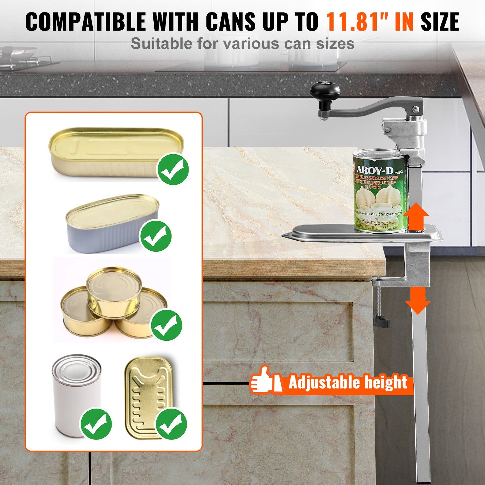 Uimoso Commercial Manual Can Opener with Table Clamp 11.8-inch Heavy Duty Design
