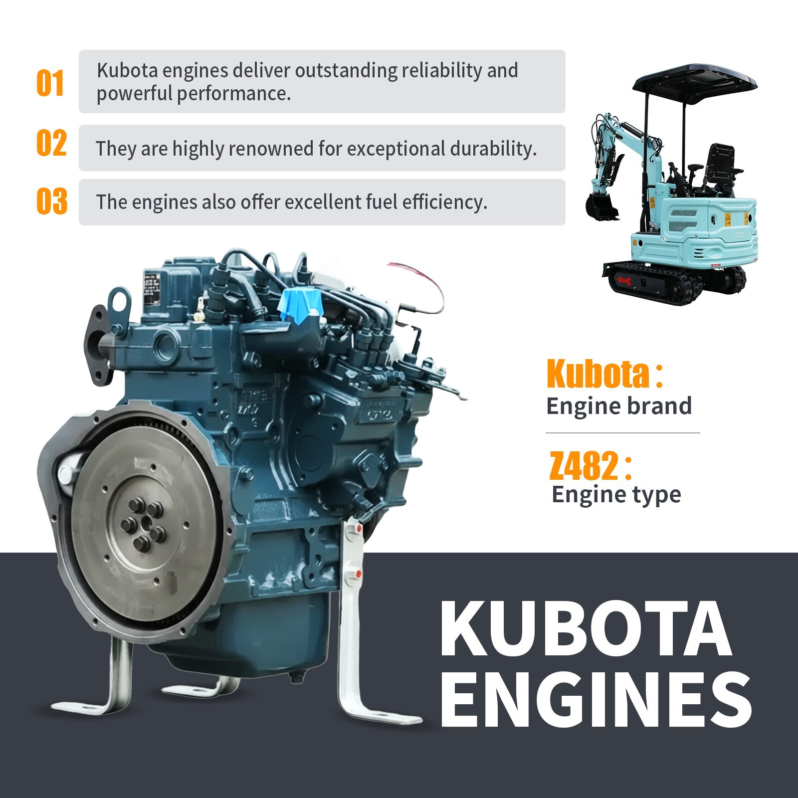 Brand New 2.5Ton KUBOTA EPA Diesel Mini Excavator Side Swing Expand Track Pilot