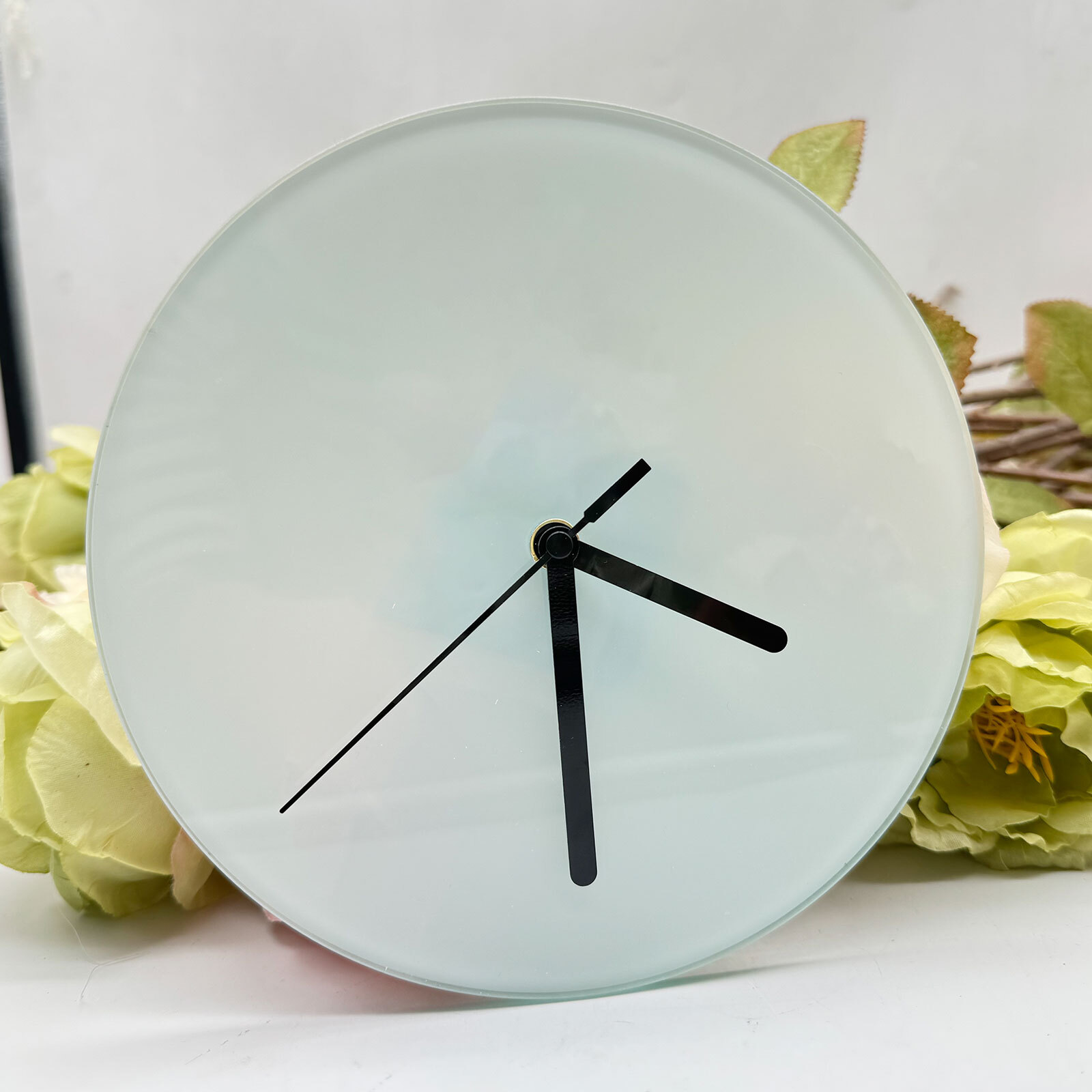 20pcs/pack Sublimation Blank Glass Photo Frame with Glossy Round Clock US Stock