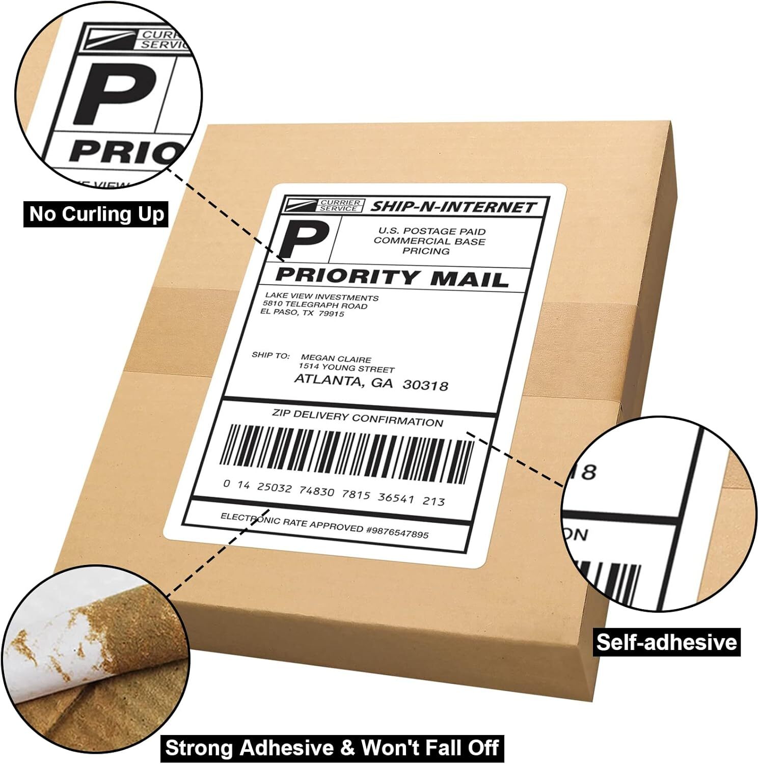 Half Sheet Premium 8.5×5.5 Shipping Label Round Corner Self Adhesive 2 per Sheet