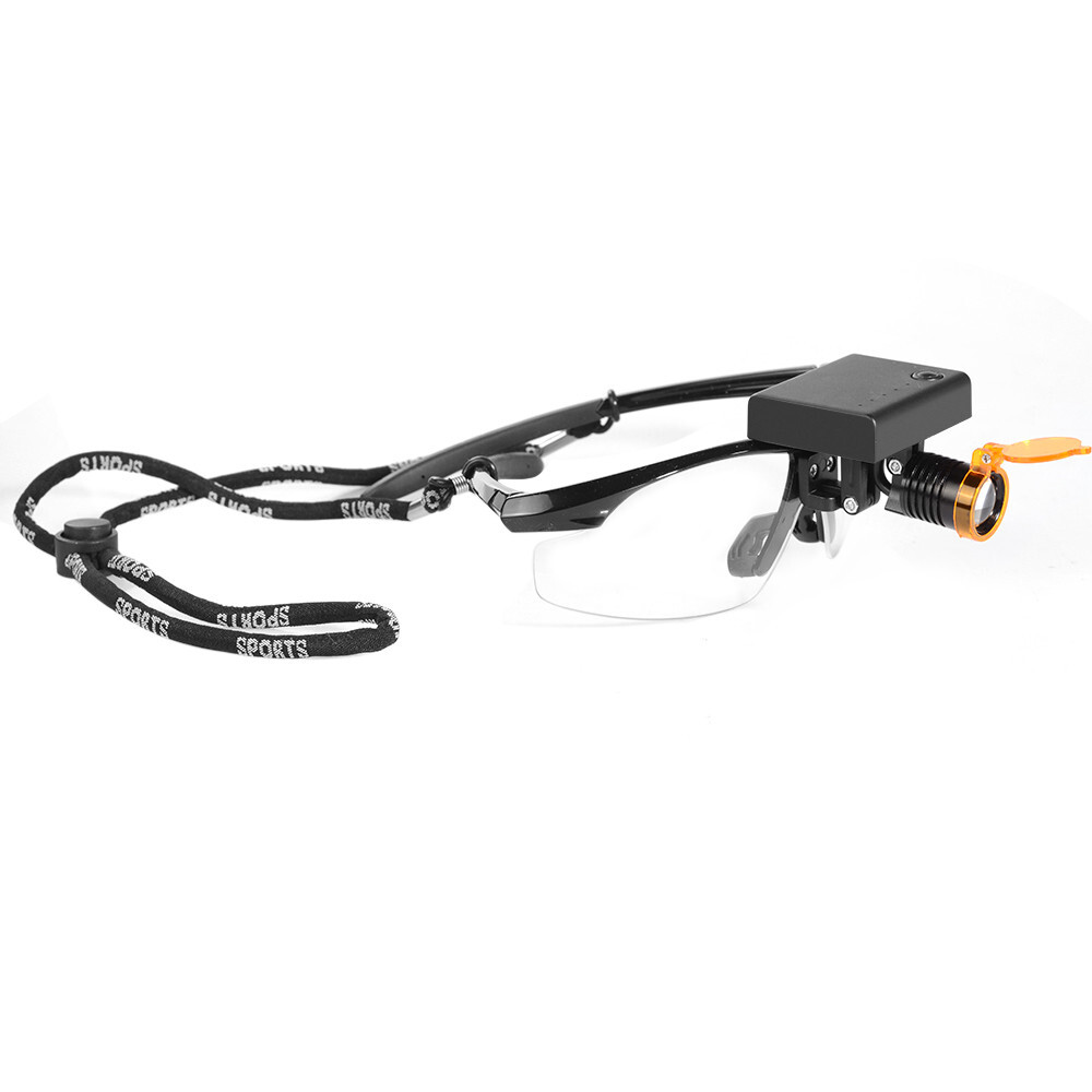 Dental Medical 3W LED Wireless Head Light with Filter & Glasses 2 in 1 Black USA