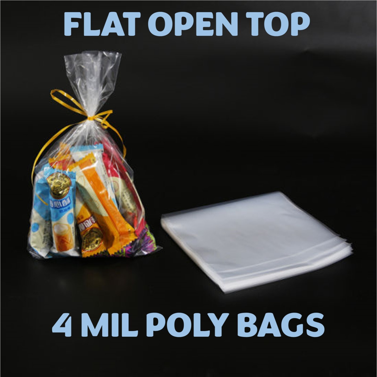 4×12″ Clear Poly Bags Lay-Flat Open Top End 4-Mil Case LDPE Plastic Packaging