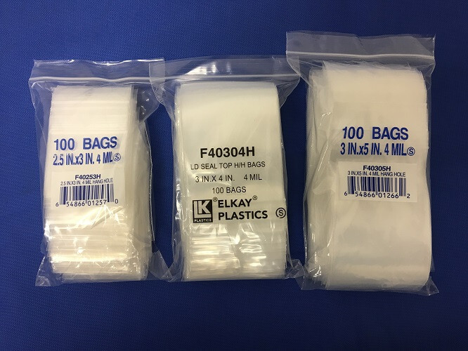 Zip Seal Lock top Clear Reclosable Plastic Poly Bags 4Mil 4 MIL With Hang Hole