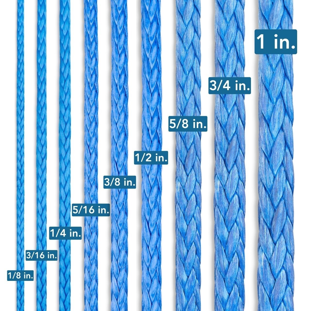 UHMWPE Rope HMPE Winch Pull Line Hoist Rigging all sizes 1/8 inch to 1 inch