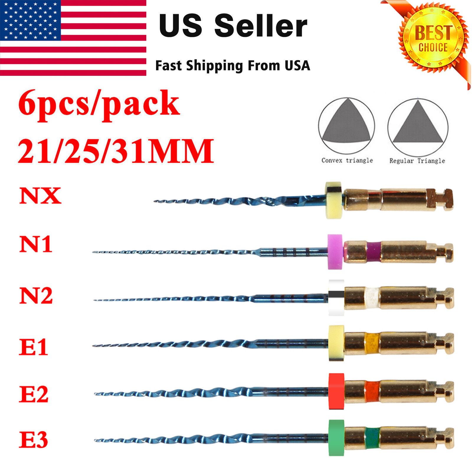 SANDENT Dental Cordless LED 16:1 Endo Motor/ Blue Niti Files Rotary 21/25MM