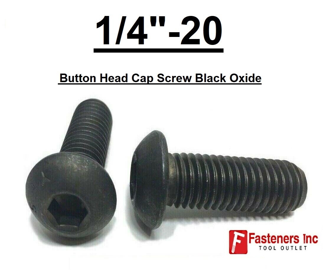 1/4-20 Button Socket Head Cap Screws Allen Hex Black Oxide Alloy Steel 1/4″-20