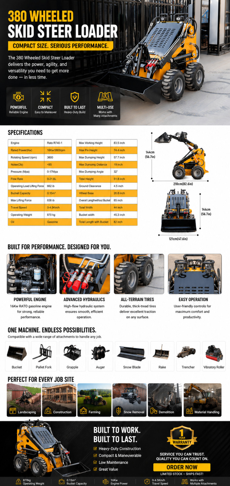Mini Crawler Track Skid Steer Loader with EPA in Stock