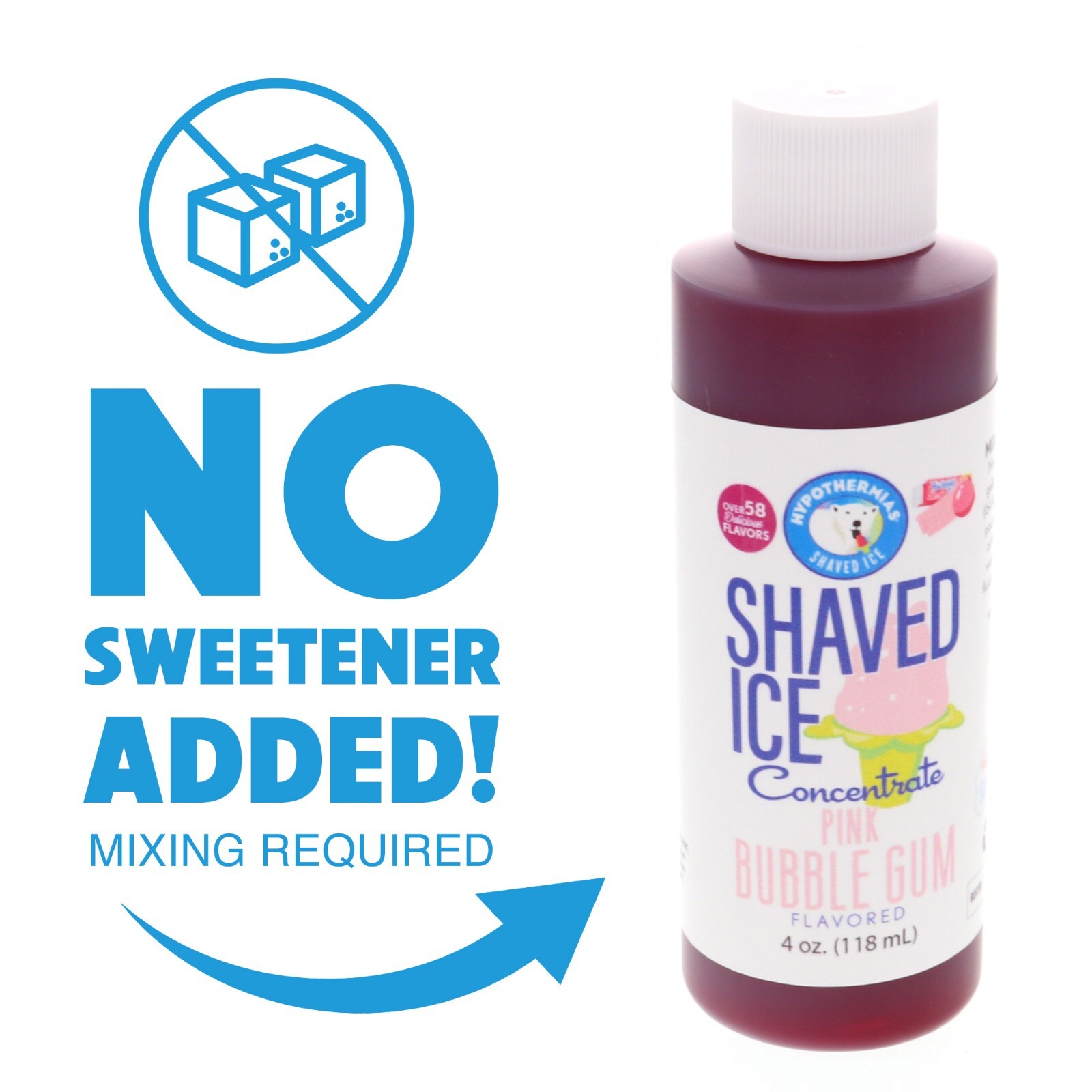 Pink Bubble Gum Shaved Ice and Snow Cone Unsweetened Flavor Concentrate 4 Fl Oz
