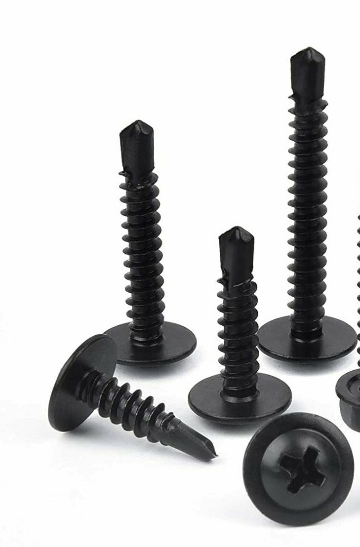 Modified Truss Head #8 x 1/2″ to 3″ Self Drilling Screws, Black